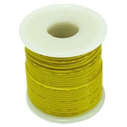 100 Feet Yellow 22 Gauge Solid Hook-Up Wire, Tinned Copper, PVC Insulation (Shade May Vary), 300 Volts