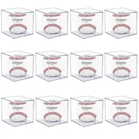 12 Pack UV Protected Acrylic Boxes for Display,Clear Display Case Baseball Cube Memorabilia Showcase Autograph Ball Protector