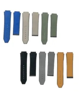 19X22MM MULTICOLORS PLAIN MATTE SUEDE LEATHER RUBBER WATCH BAND  FITS FOR HUBLOT