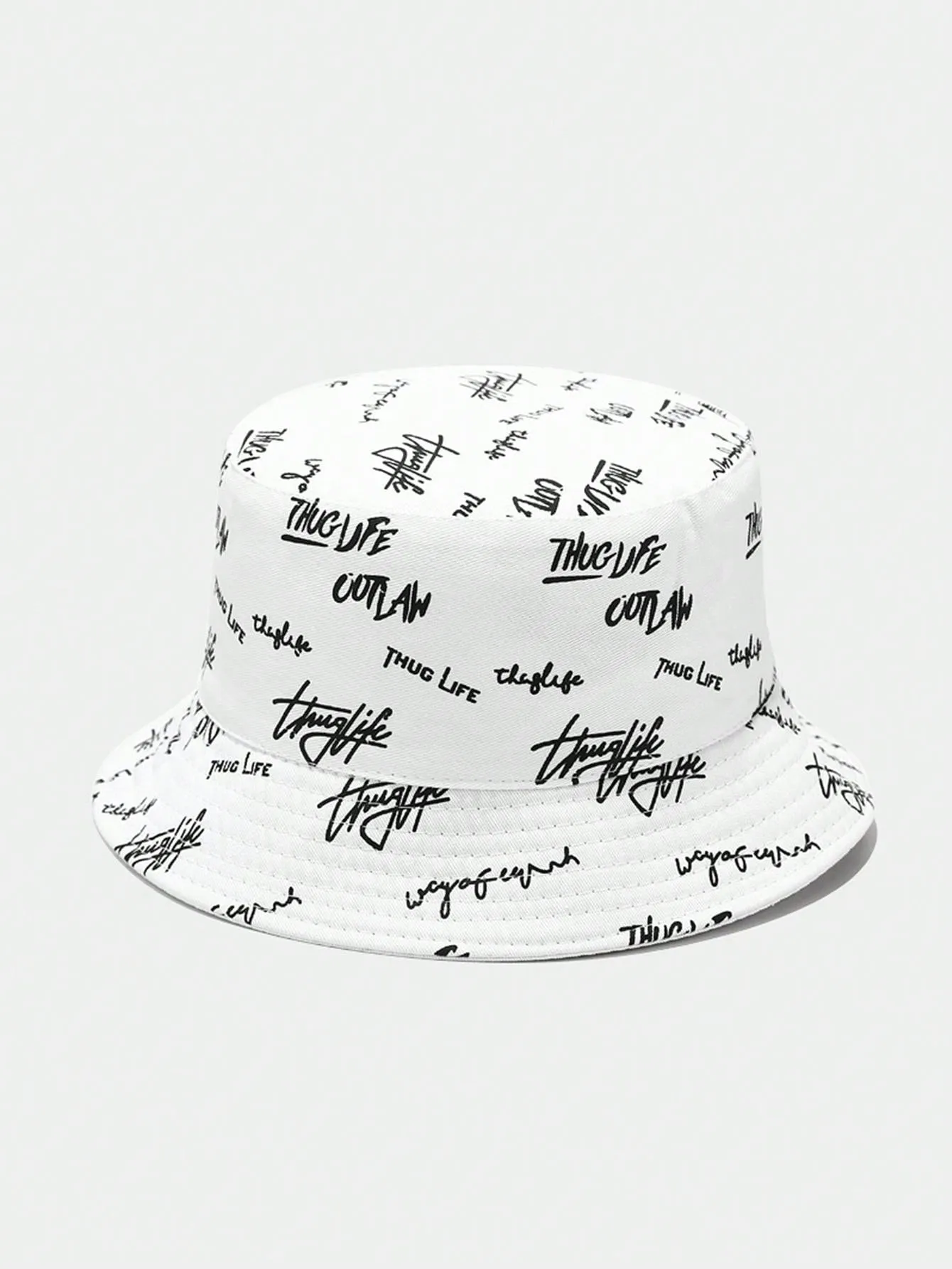 1pc Men's Reversible Sun Protection Fisherman Hat With Printed English Letter Design, Suitable For Daily Use.