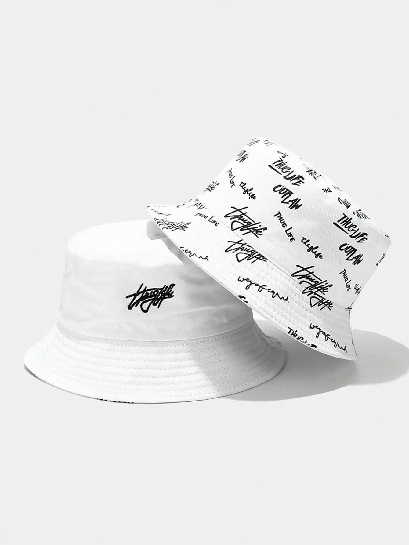 1pc Men's Reversible Sun Protection Fisherman Hat With Printed English Letter Design, Suitable For Daily Use.