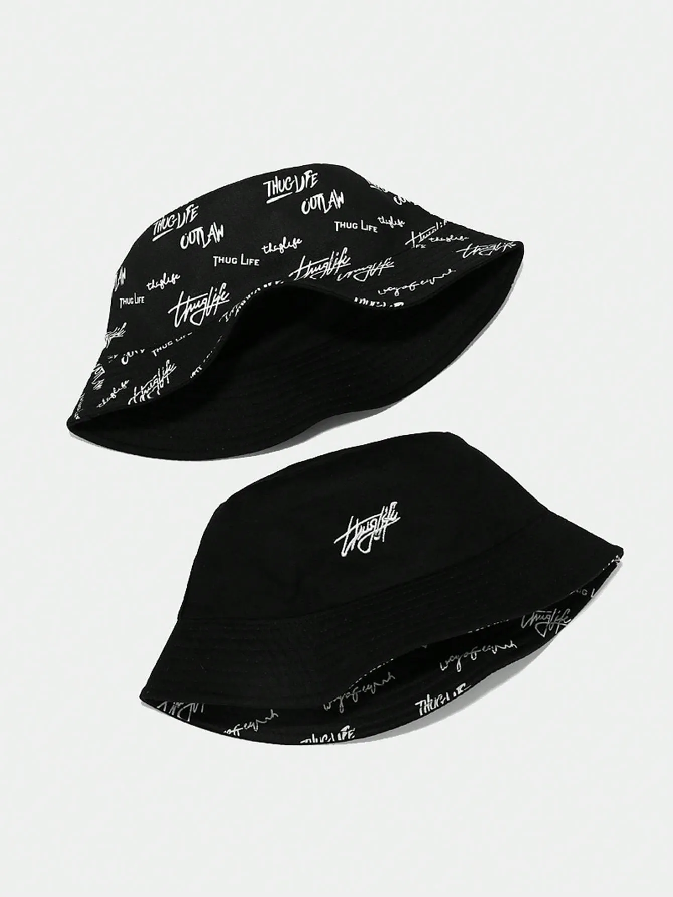 1pc Men's Reversible Sun Protection Fisherman Hat With Printed English Letter Design, Suitable For Daily Use.