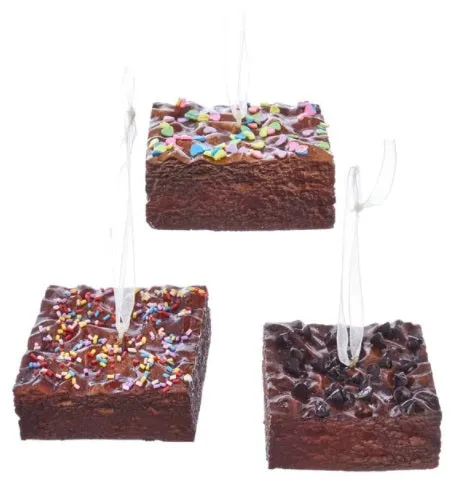 2.75" Brownies With Sprinkles Realistic PVC Ornaments