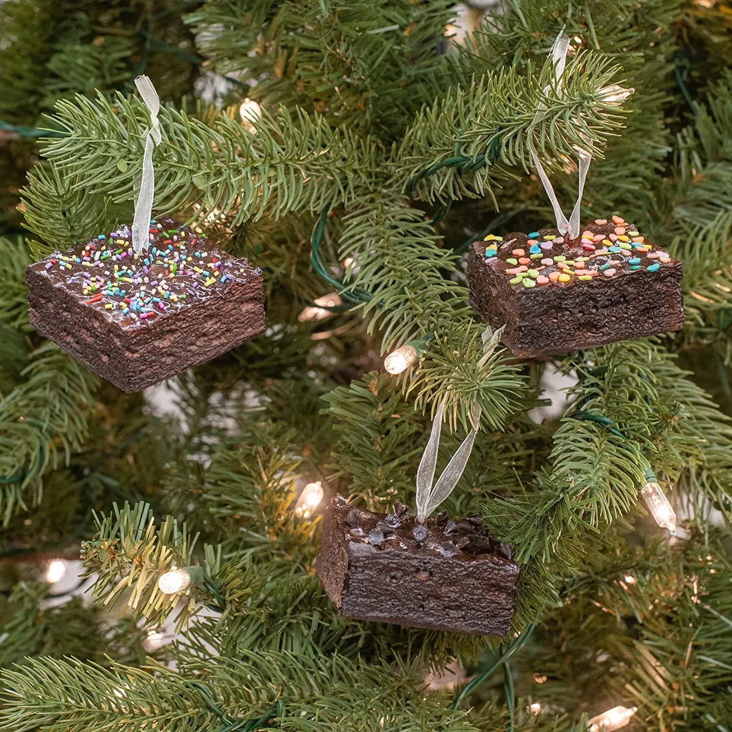 2.75" Brownies With Sprinkles Realistic PVC Ornaments