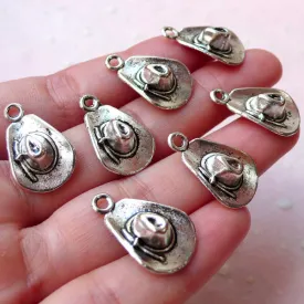 3D Cowboy Hat Charms (7pcs / 13mm x 21mm / Tibetan Silver) Miniature Hat Wine Glass Charm Bookmark Charm Key Fob Charm Bracelet CHM1168