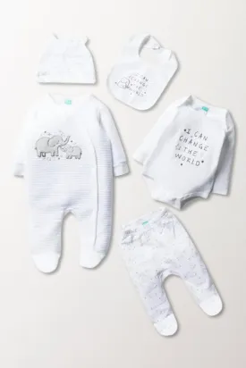 5 Piece Elephant Set White