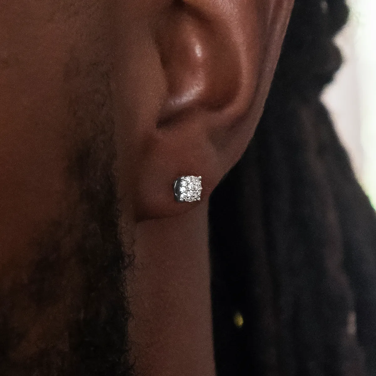 5mm Pave Round Earrings in White Gold