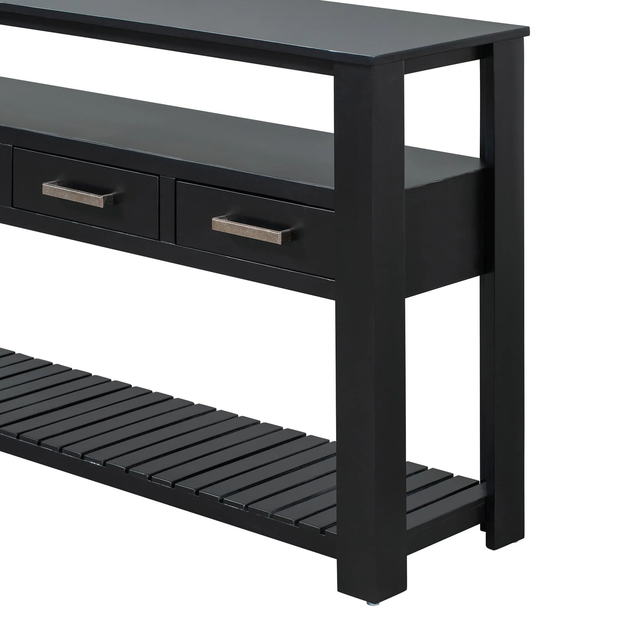 62.2" Modern Console Table Sofa Table for Living Room with 4 Drawers and 2 Shelves