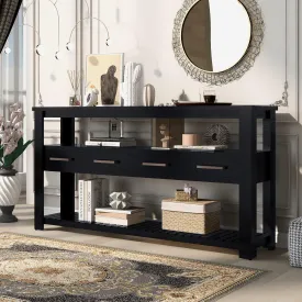 62.2" Modern Console Table Sofa Table for Living Room with 4 Drawers and 2 Shelves