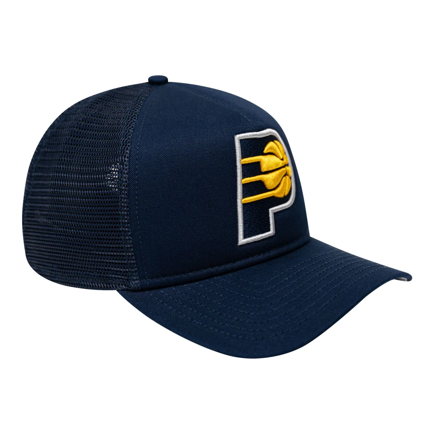 Adult Indiana Pacers Primary Logo 9Forty AF Trucker Hat in Navy by New Era