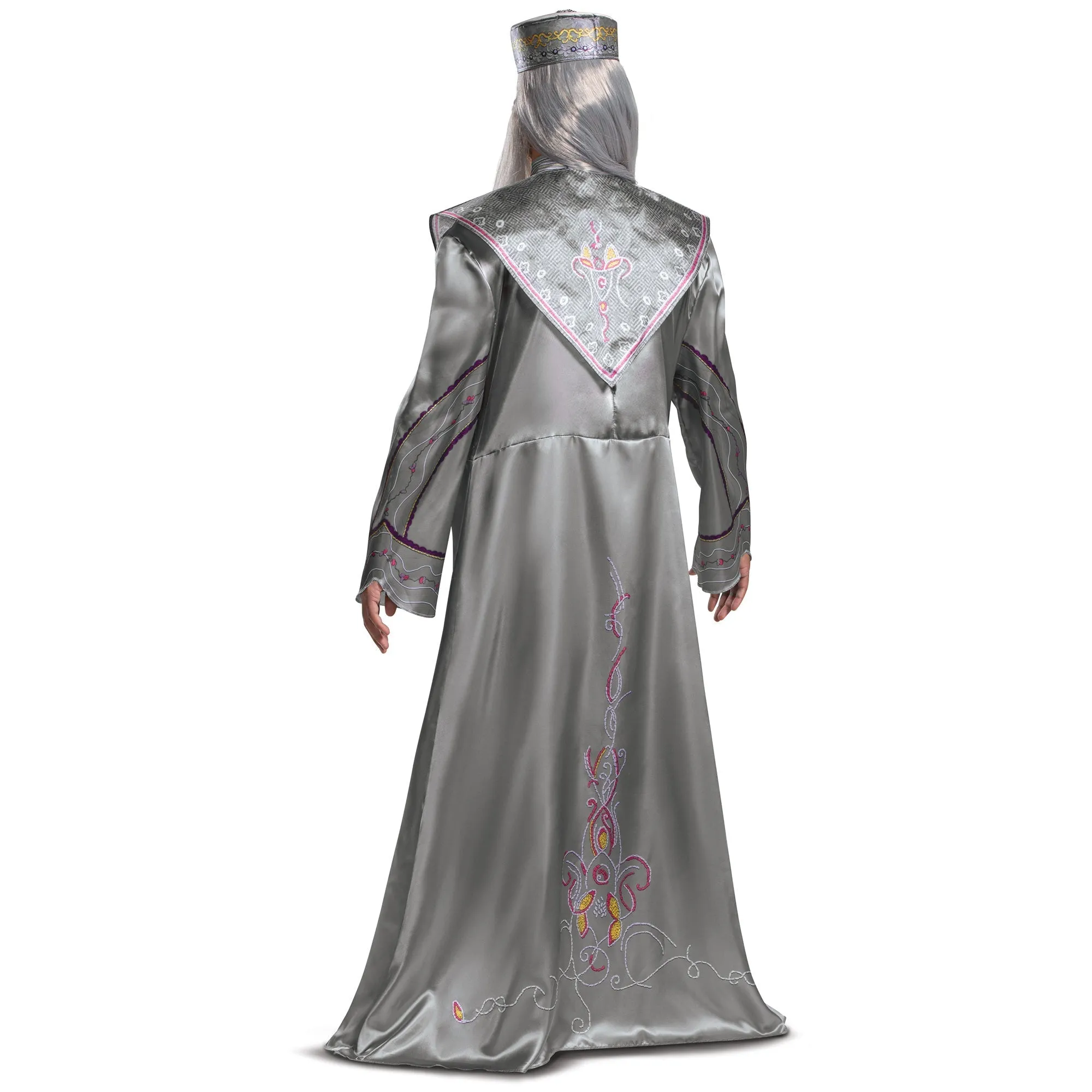 Albus Dumbledore Deluxe Costume for Adults, Harry Potter, Grey Printed Robe with Detachable Collar and Hat with Tassel