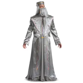 Albus Dumbledore Deluxe Costume for Adults, Harry Potter, Grey Printed Robe with Detachable Collar and Hat with Tassel