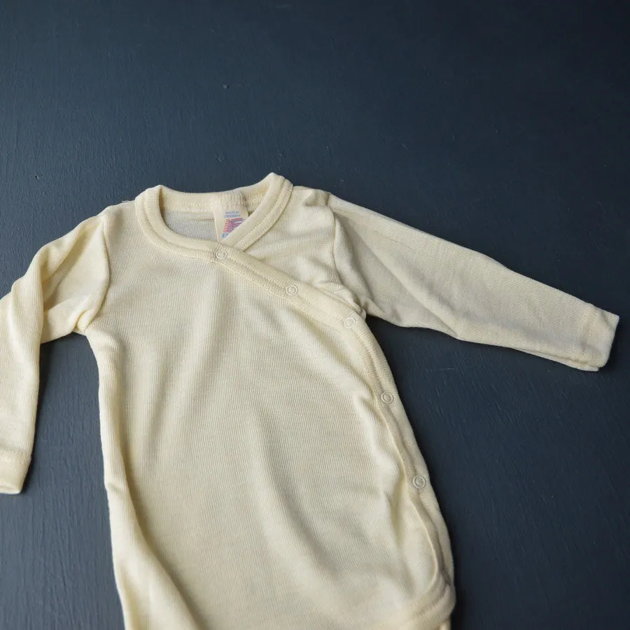 Baby Bodysuit in Wool/Silk - Kimono style (0-12m)