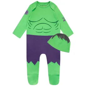 Baby The Incredible Hulk Sleepsuit and Hat Set