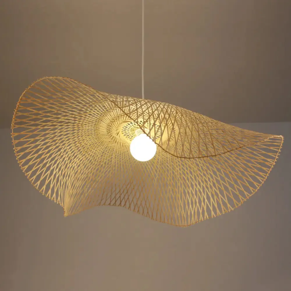 Bamboo Pendant Lamp: Japanese Fisherman Hat Style, Art Deco Design for Restaurants