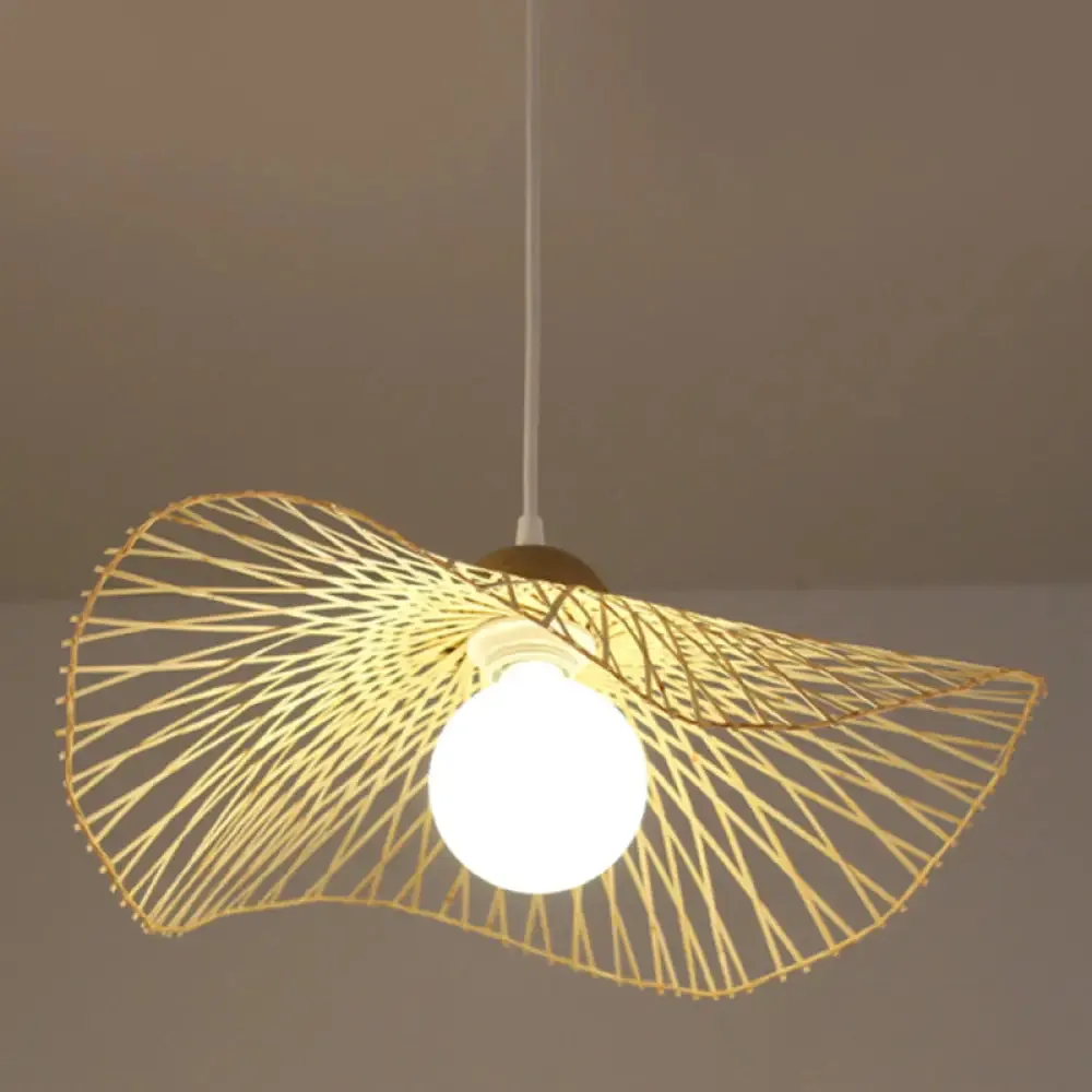 Bamboo Pendant Lamp: Japanese Fisherman Hat Style, Art Deco Design for Restaurants