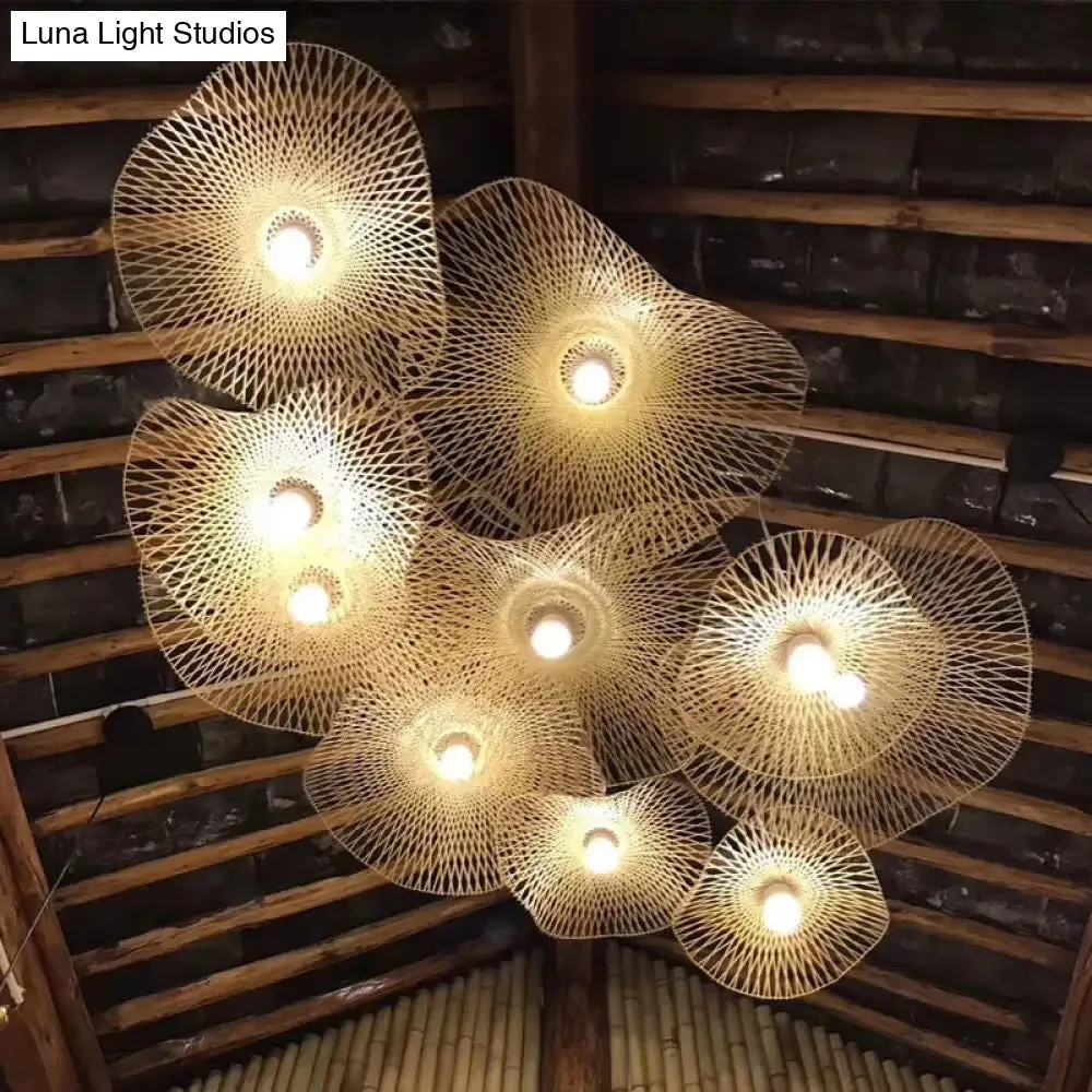 Bamboo Pendant Lamp: Japanese Fisherman Hat Style, Art Deco Design for Restaurants