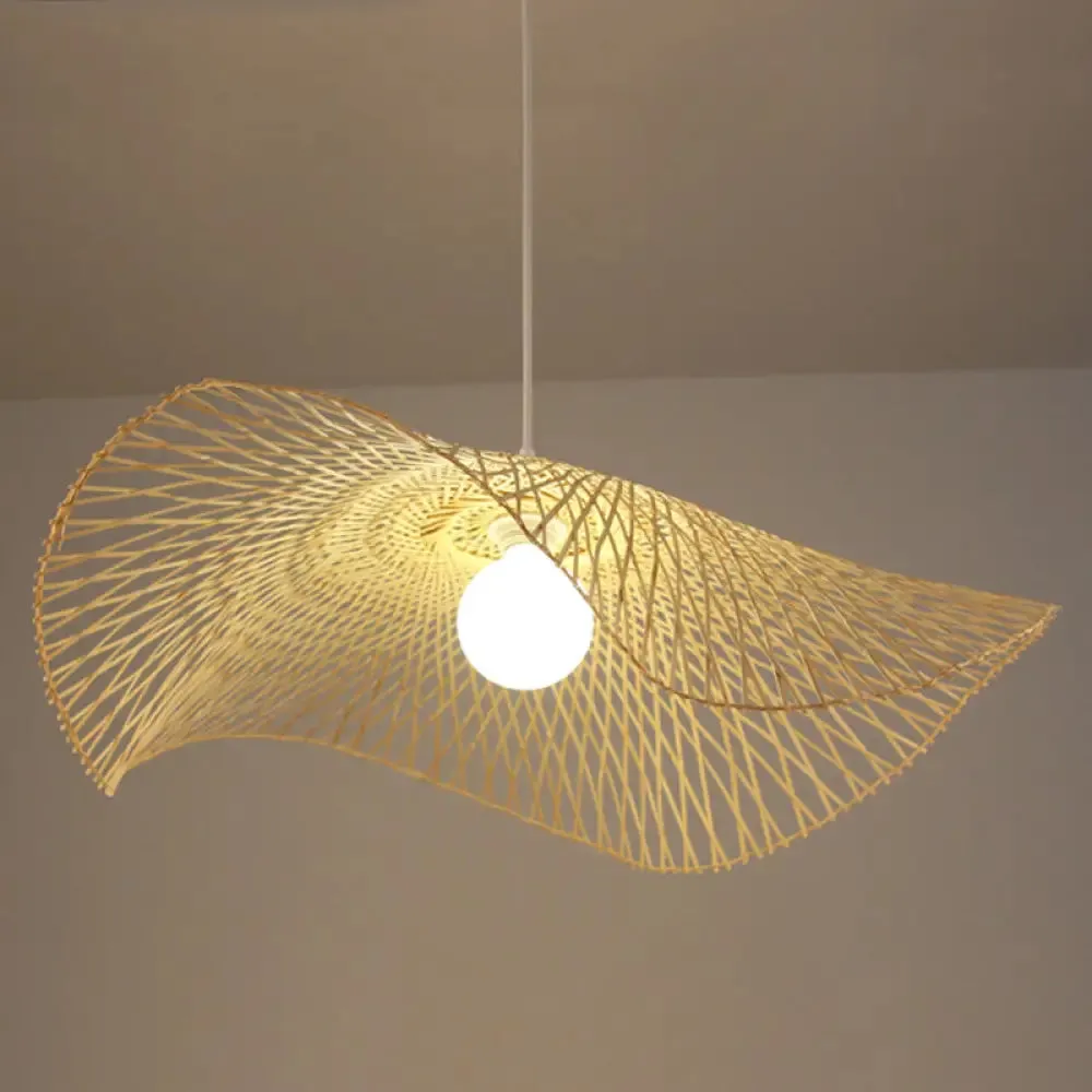 Bamboo Pendant Lamp: Japanese Fisherman Hat Style, Art Deco Design for Restaurants