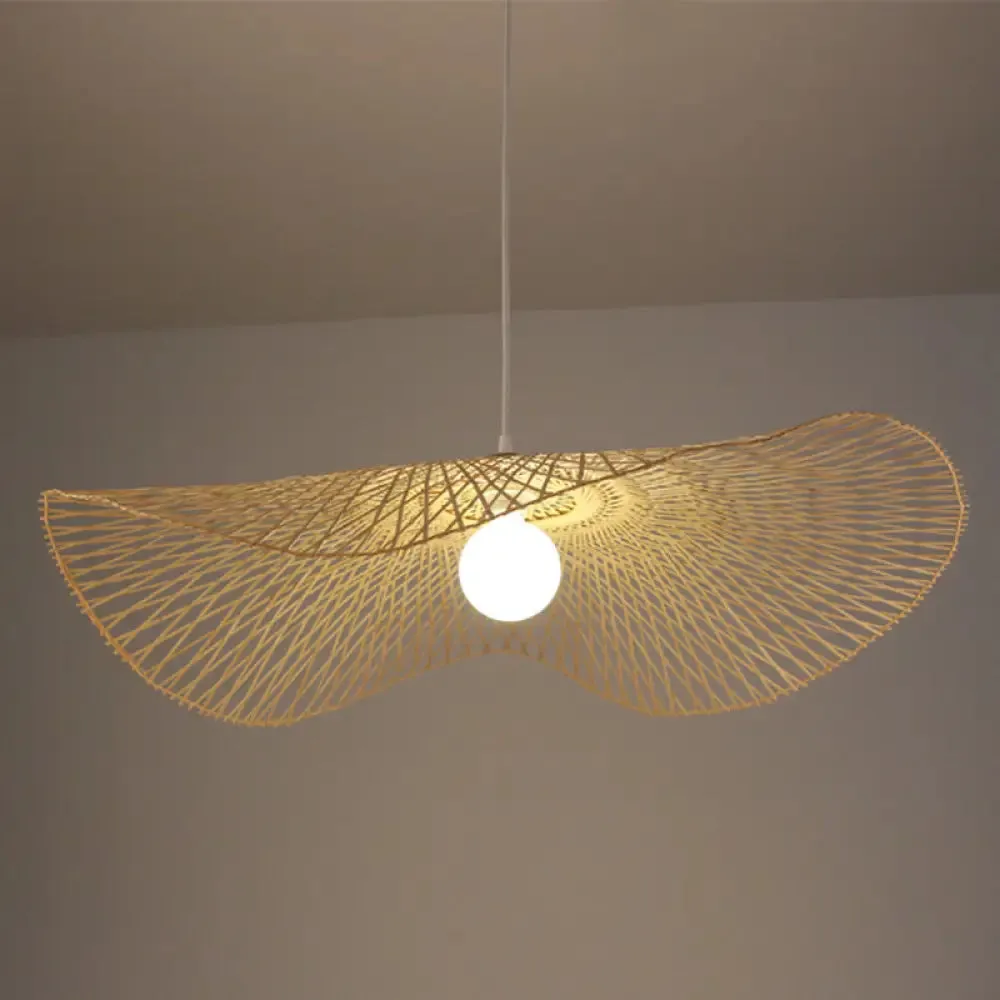 Bamboo Pendant Lamp: Japanese Fisherman Hat Style, Art Deco Design for Restaurants