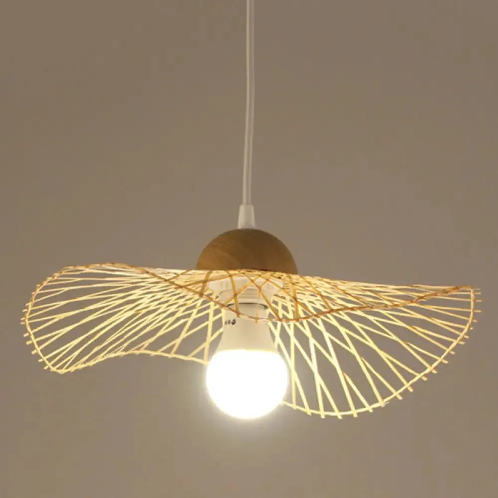 Bamboo Pendant Lamp: Japanese Fisherman Hat Style, Art Deco Design for Restaurants