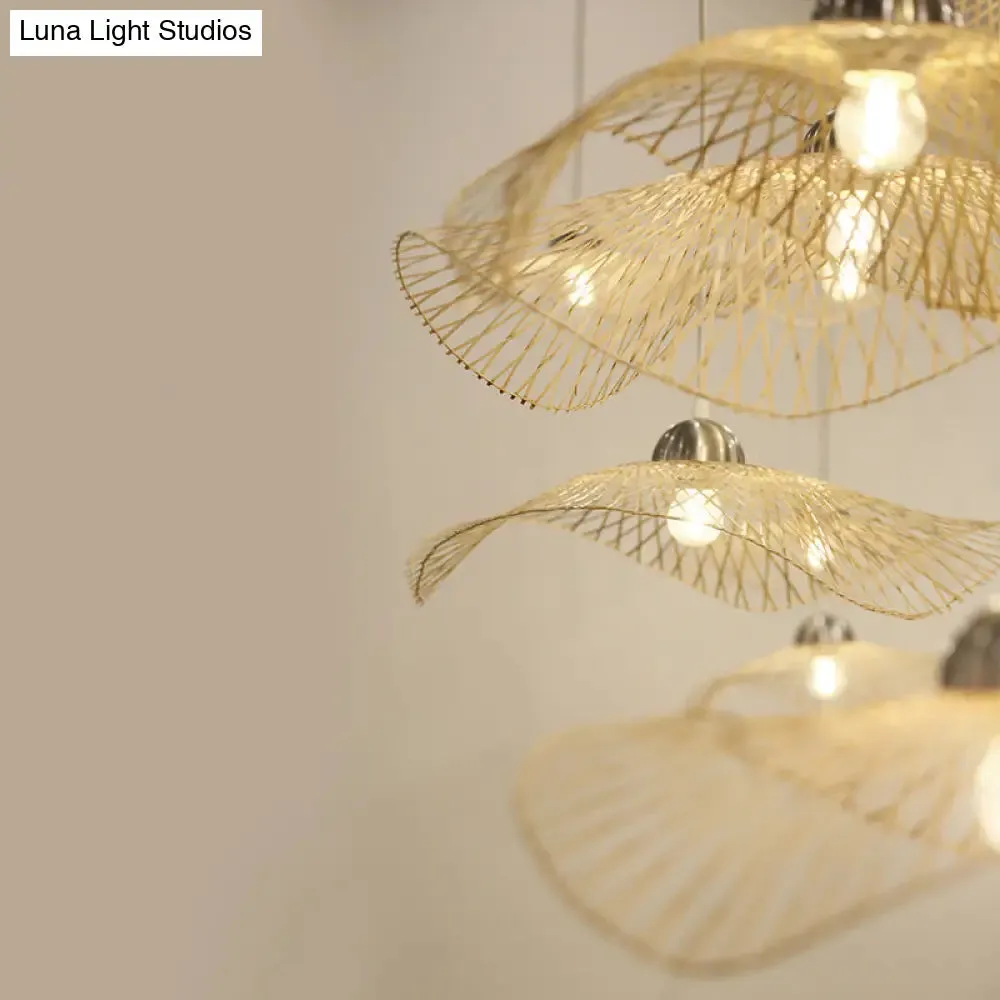 Bamboo Pendant Lamp: Japanese Fisherman Hat Style, Art Deco Design for Restaurants