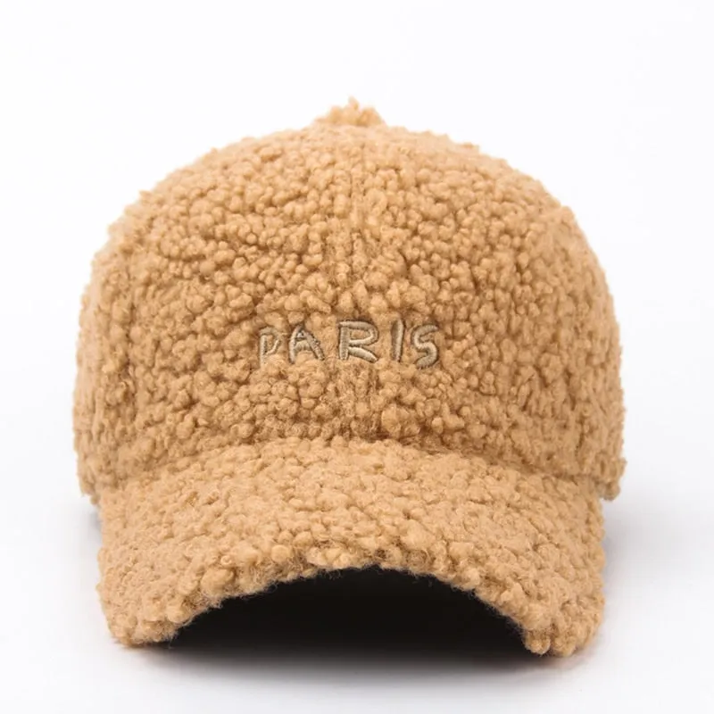 Baseball Cap For Women Paris Letter Hip Hop Cap Faux Mohair Velvet Hat