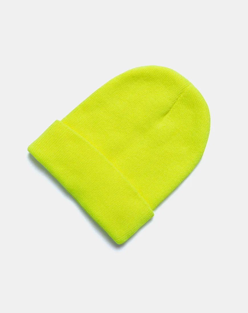 Beanie Hat in Highlighter Yellow