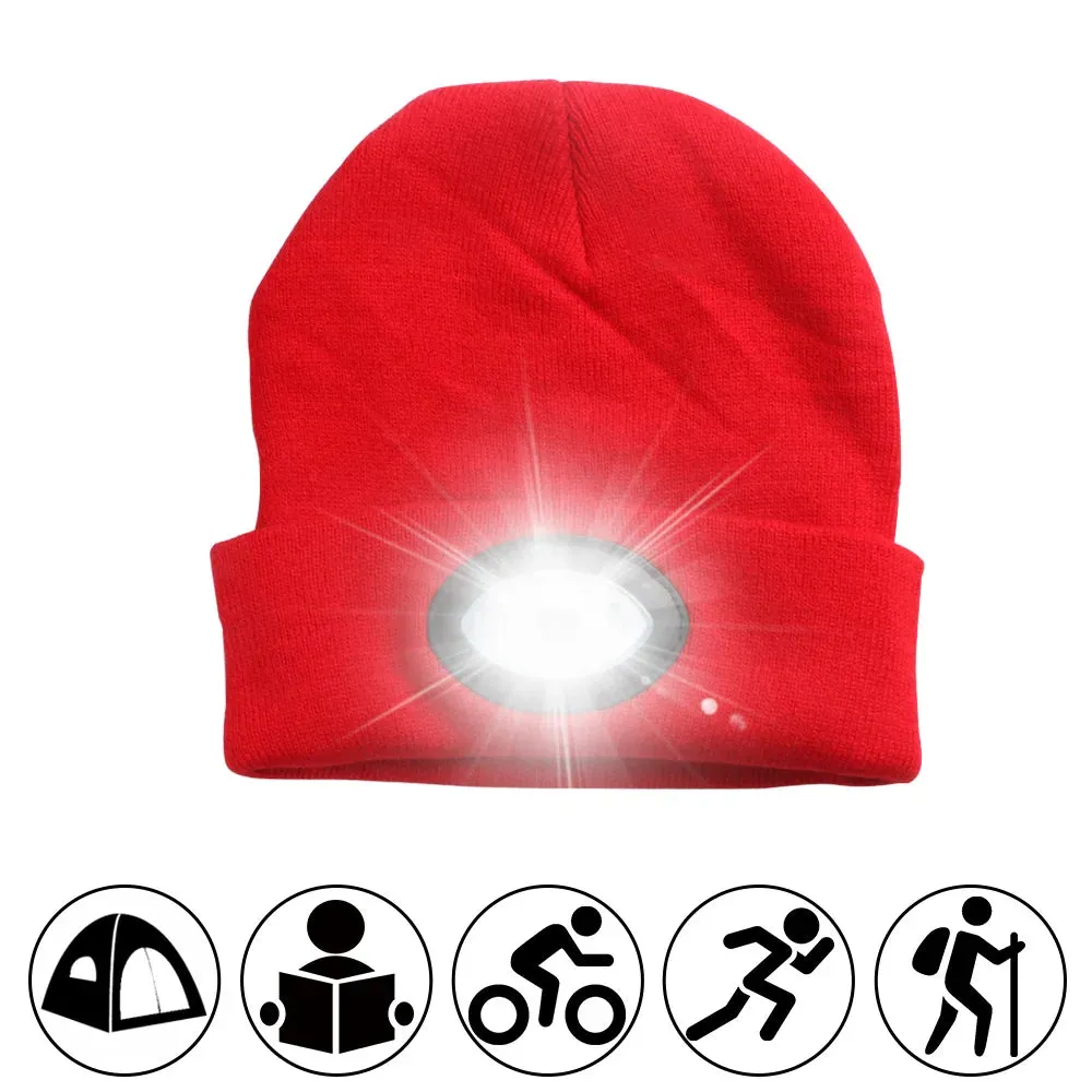 Beanie With Headlamp USB Rechargeable for Outdoor Camping Fishing