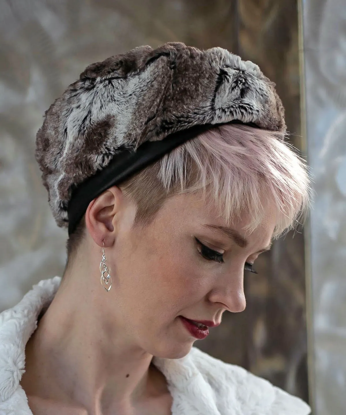 Beret, Reversible -  Luxury Faux Fur in Birch (One Large Left!)