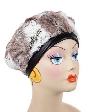 Beret, Reversible -  Luxury Faux Fur in Birch (One Large Left!)