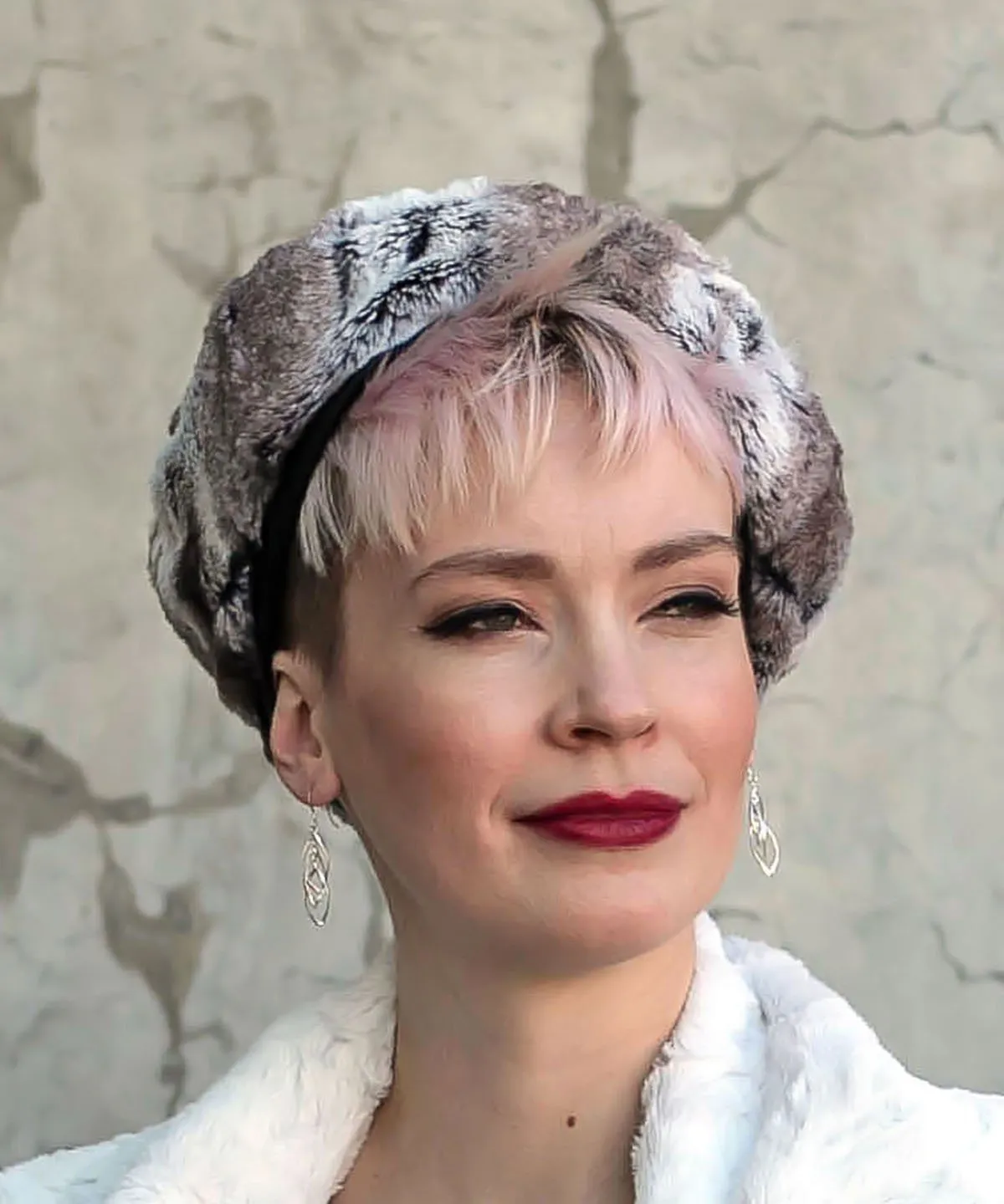 Beret, Reversible -  Luxury Faux Fur in Birch (One Large Left!)