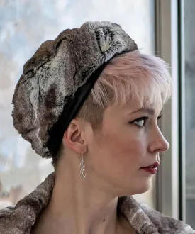 Beret, Reversible -  Luxury Faux Fur in Birch (One Large Left!)