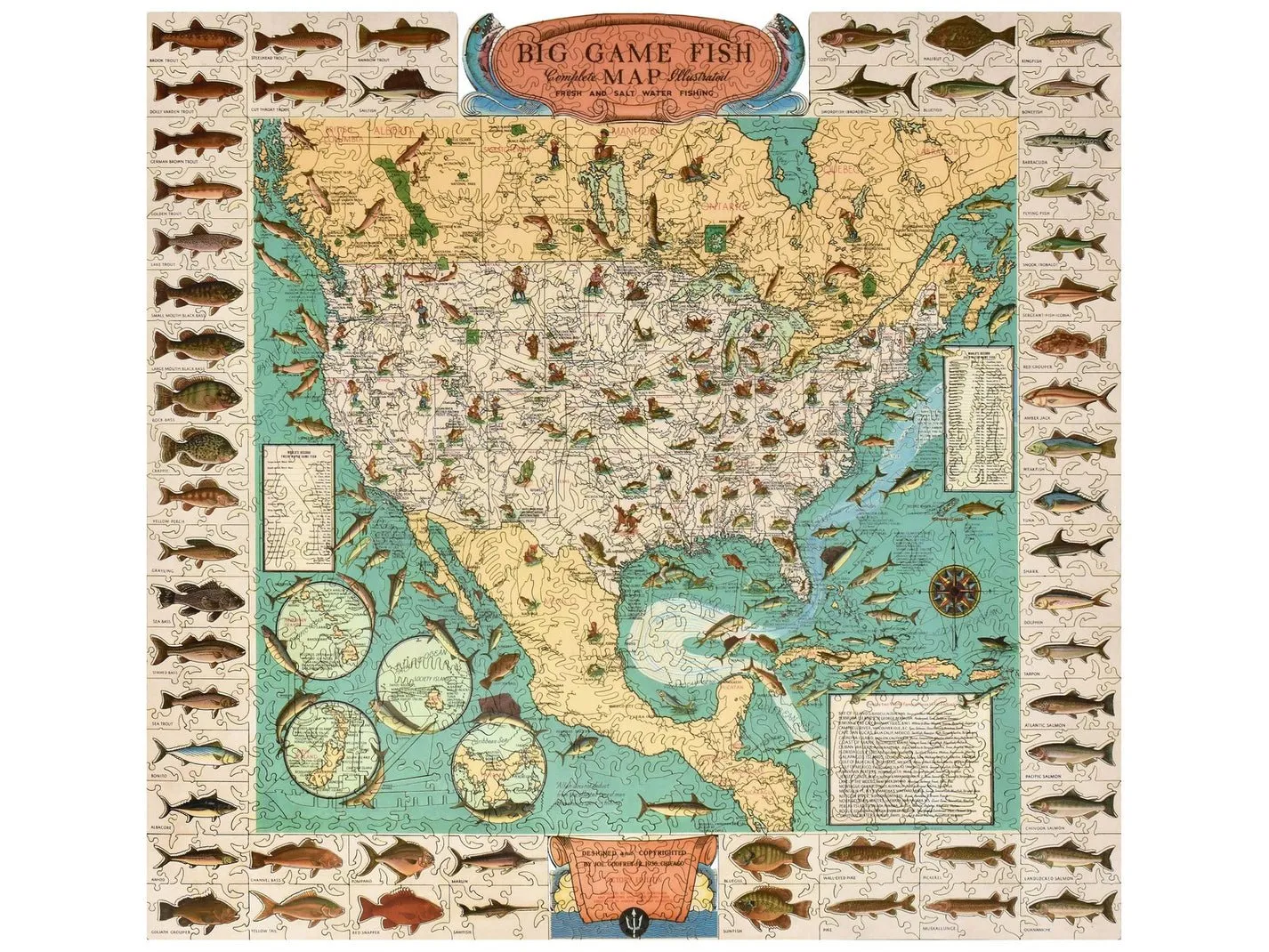 Big Game Fish Map Liberty Puzzle