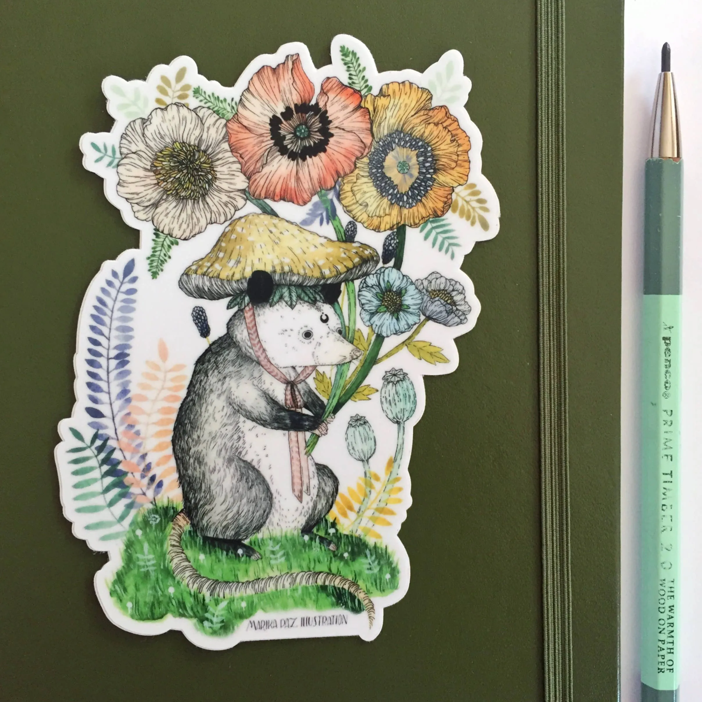 Bloom Lover Possum Vinyl Sticker