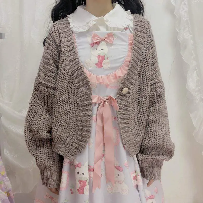 Bowknot Loose Knitted Cardigan