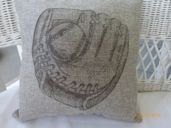 Boys room decor, Baseball glove pillow, baseball decor