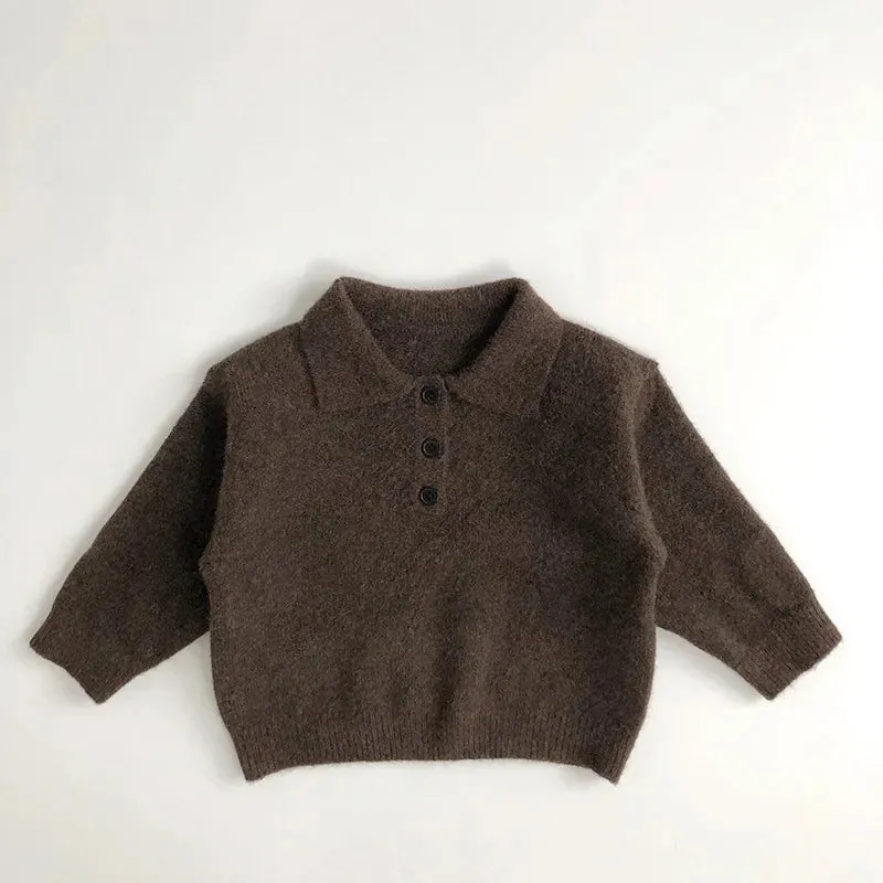 Boys Wool Button Up Polo Jumper