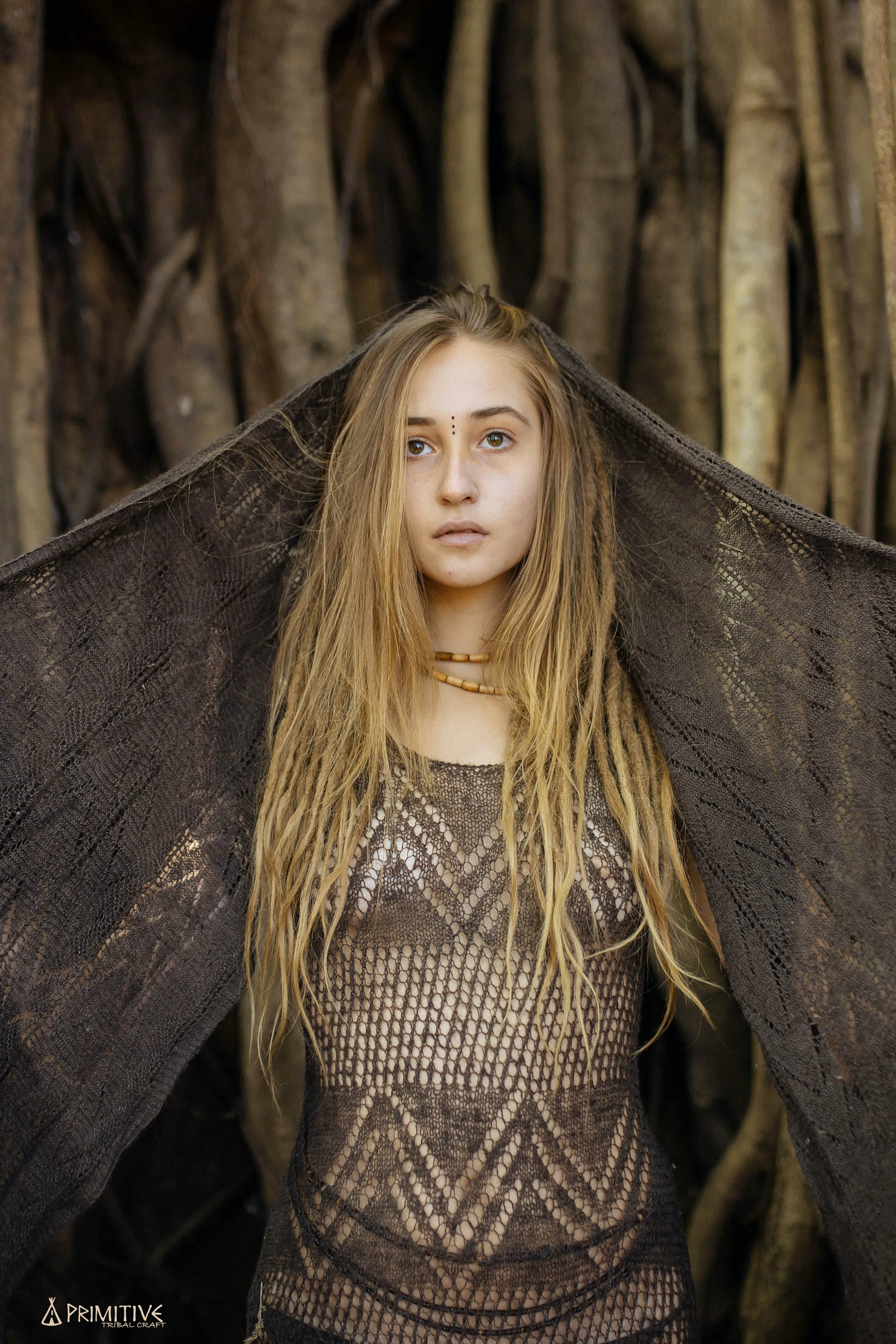 Brown Wild Himalayan Nettle Shawl ~>> Black Walnut Dye