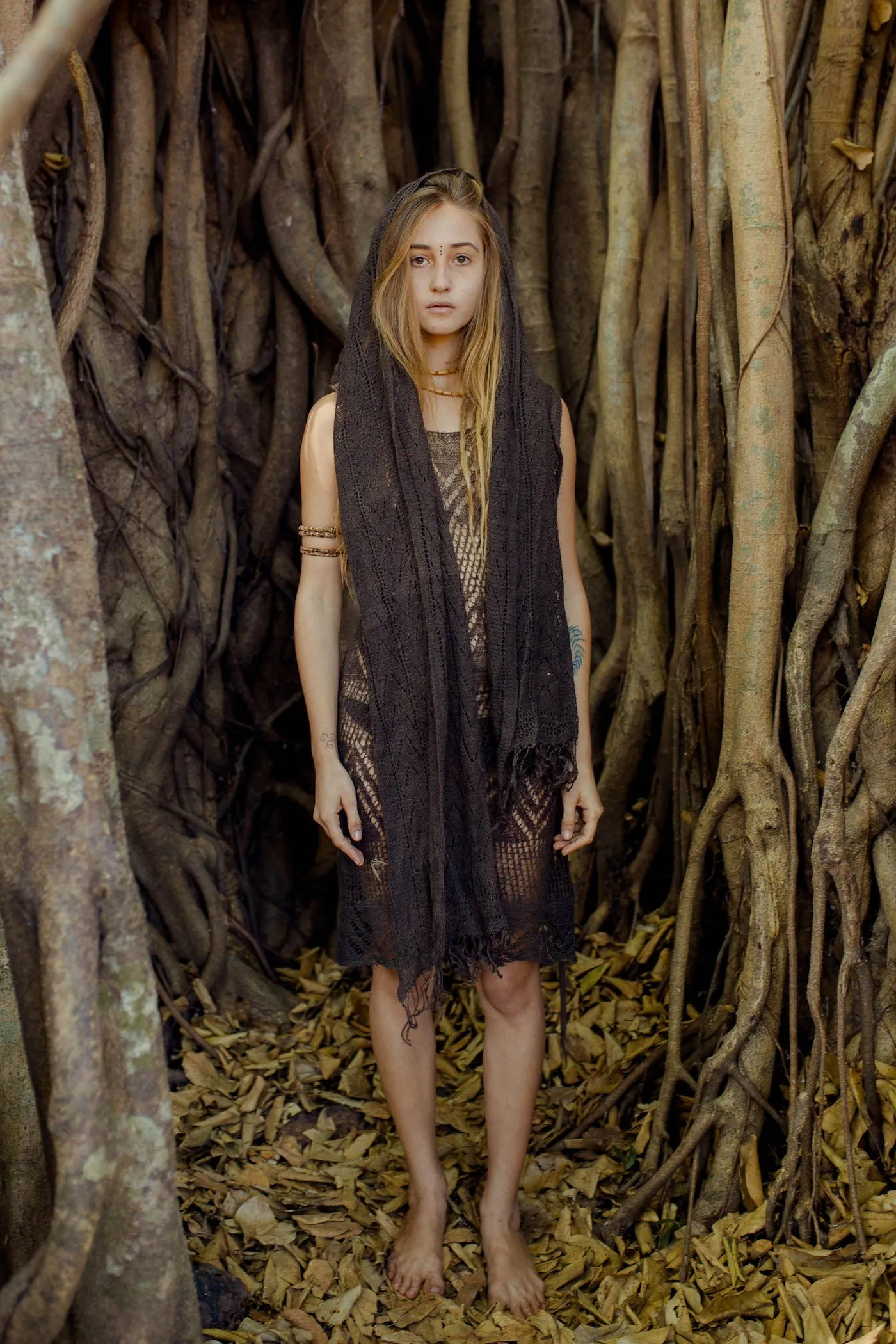 Brown Wild Himalayan Nettle Shawl ~>> Black Walnut Dye