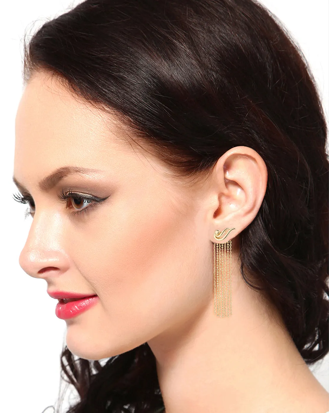 Carlton London Gold Plated Tasselled Contemporary Drop Earring For Women