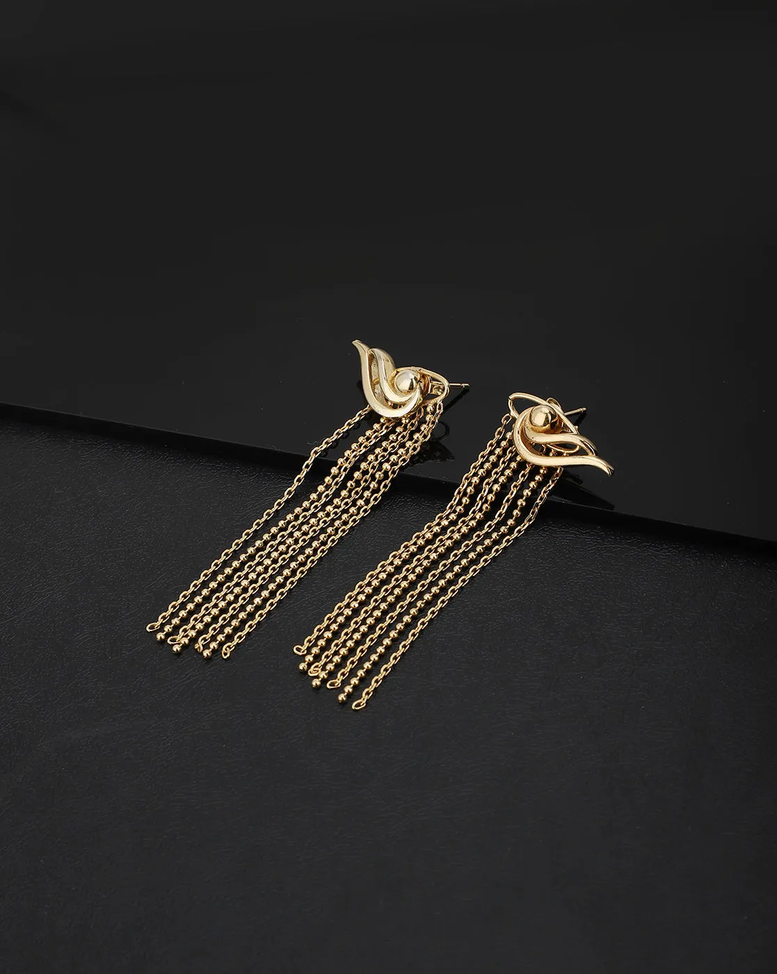 Carlton London Gold Plated Tasselled Contemporary Drop Earring For Women