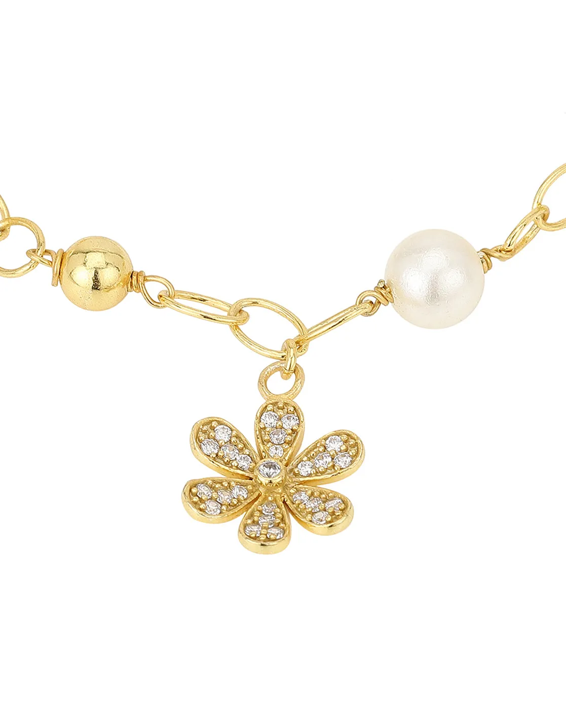 Carlton London Gold Plated With Cz Studded Charm Bracelet For Women