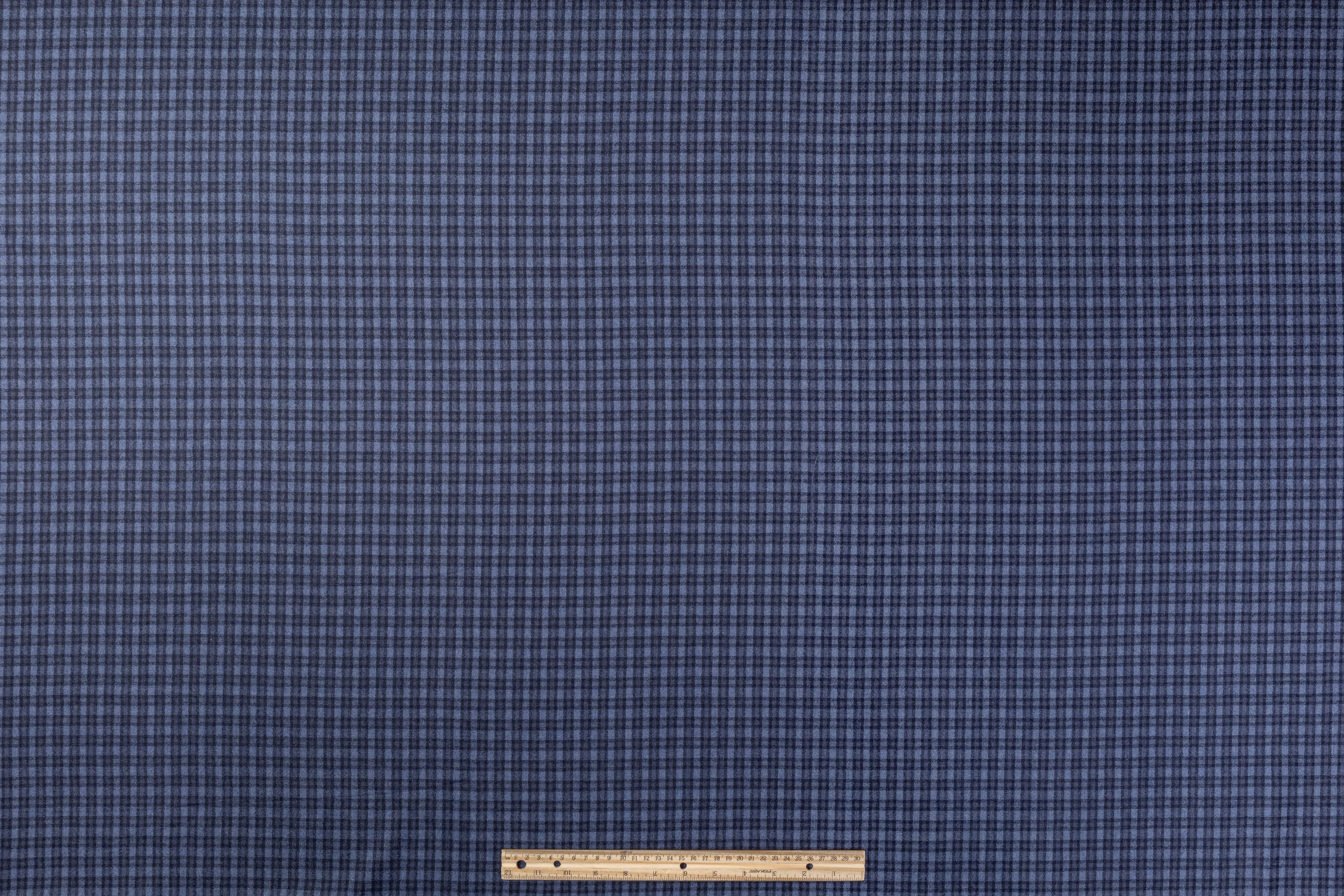 Checked Italian Wool Suiting - Blue