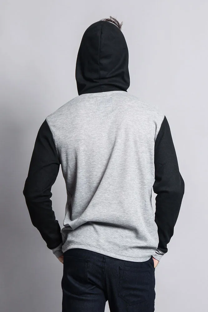 Contrast Waffle Knit Thermal Lightweight Hoodie