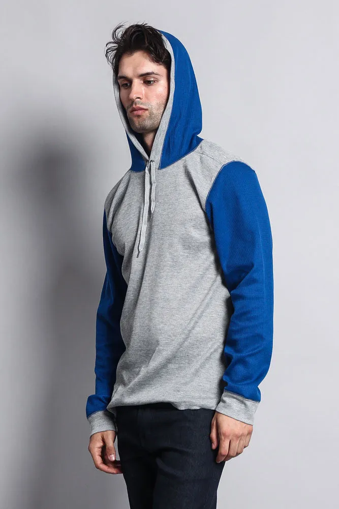 Contrast Waffle Knit Thermal Lightweight Hoodie