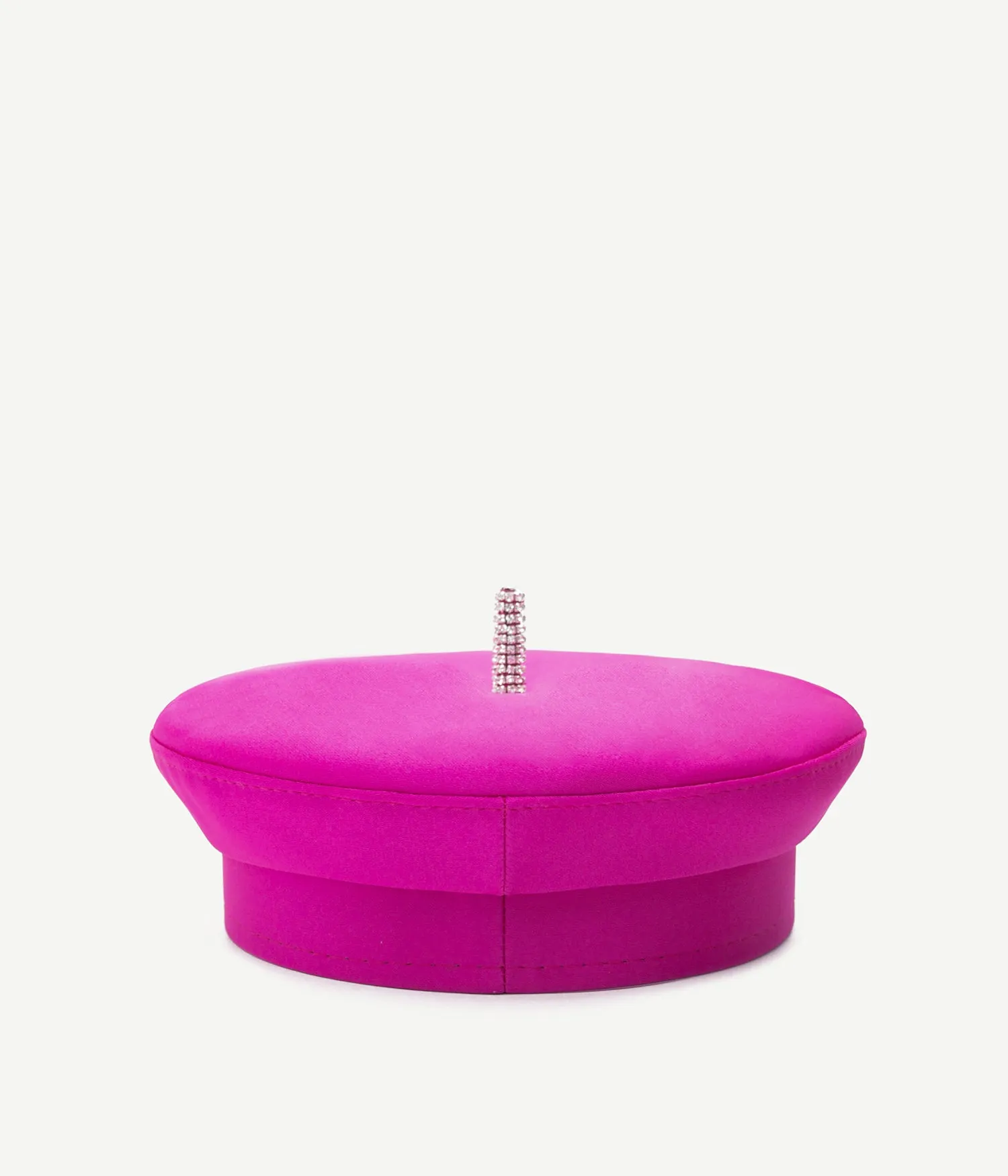 Crystal-Embellished Pink Satin Beret