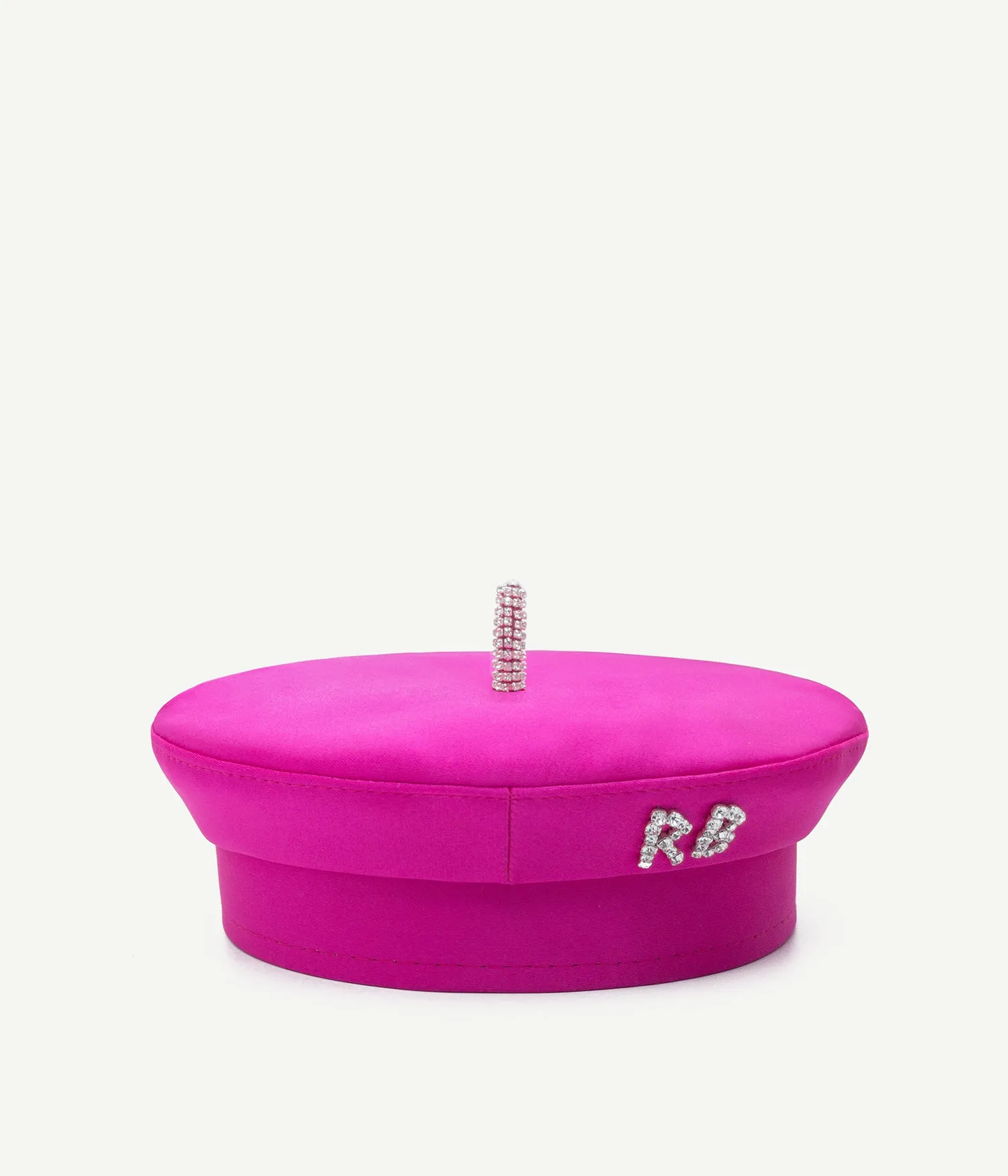 Crystal-Embellished Pink Satin Beret