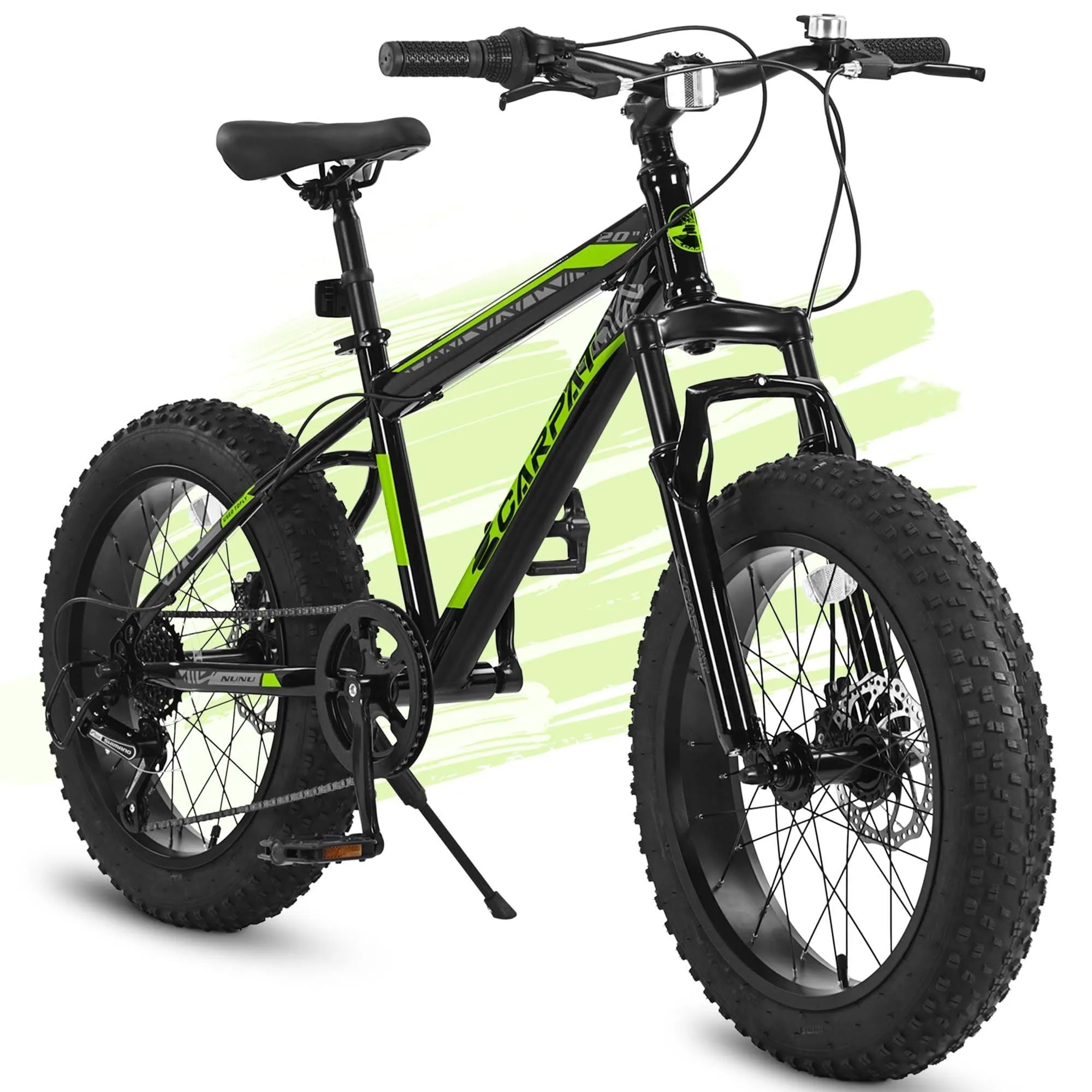 Ecarpat Kids Bike 20 Inch Wheels, 4" Wide Fat Tire Snow Mountain Bike Ages 8-12 Year Old, Steel Frame, 7 Speed Teenager Children Kids' Bicycles