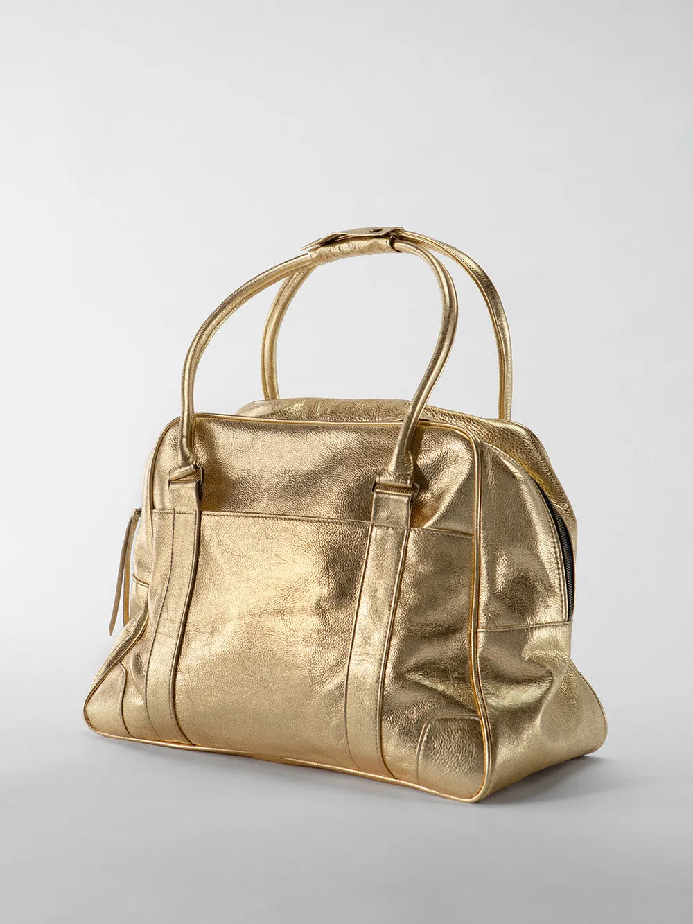 Egon Leather Weekender in Gold