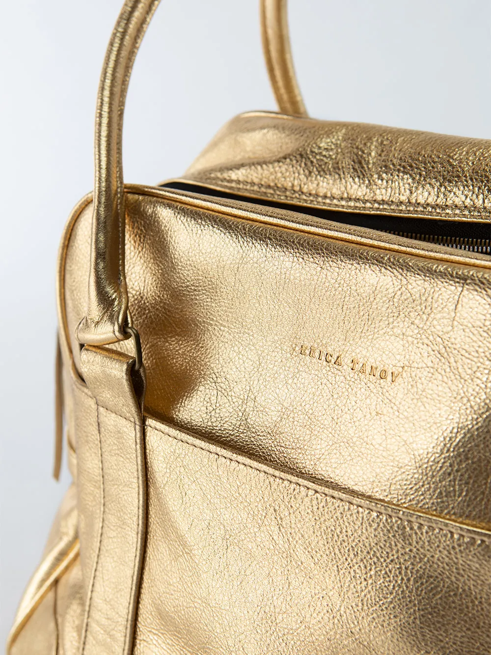 Egon Leather Weekender in Gold